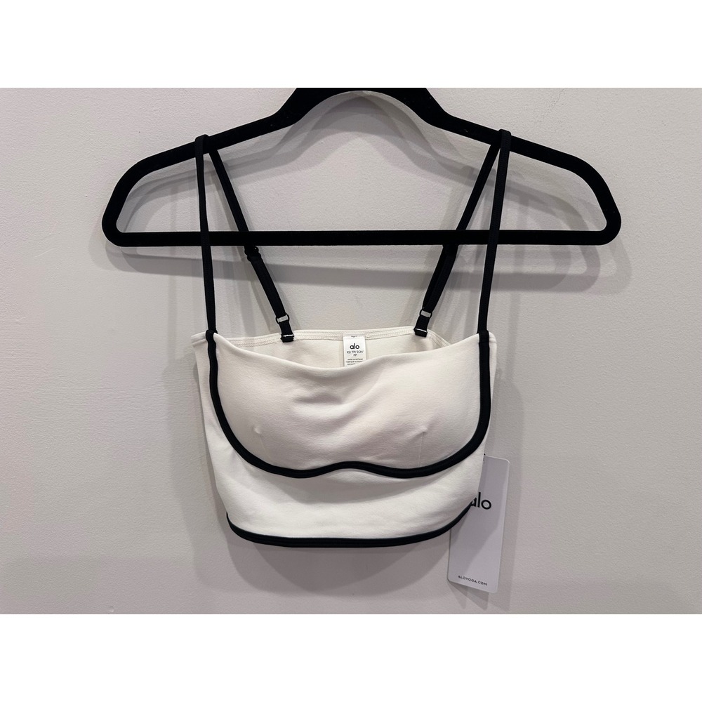 ALO Yoga Black-Trimmed White Tank Top
